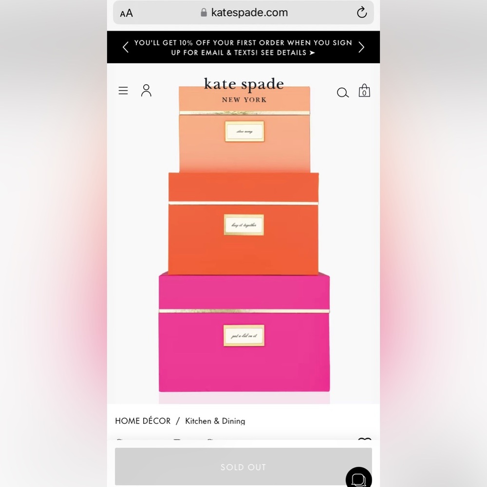Last one ✨ Kate Spade Set of 3 Nesting Storage Box Decorative Pink neon Orange … - Picture 3 of 4